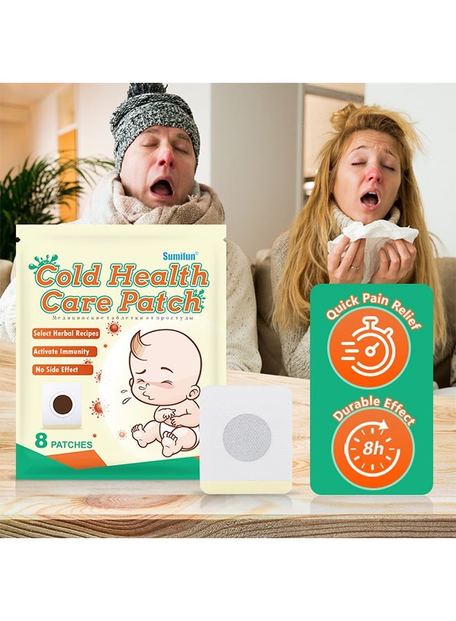 Sumifun 8 Patches Cold Health Care Patch, Abdominal Navel Patch for Cold Protection, Relief for Cough, Nasal Congestion, Runny Nose, and Sore Throat Due to Cold - Image 2