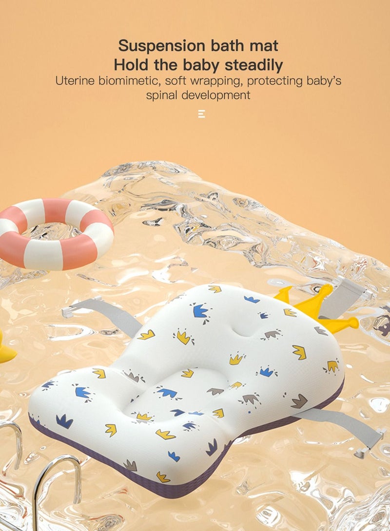 Foldable Baby Bathtub With Thermometer Bath Cushion Pillow Portable Safe Collapsible For Children Temperature Sensing Multifunction Shower Basin Blue - Image 3