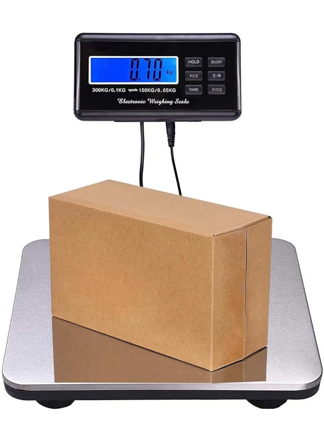 PROMASS ميزان شحن بروماس رقمي بسعة 300 كجم ميزان إلكتروني من الفولاذ المقاوم للصدأ مع شاشة LCD/تار/ثبات/4 أوضاع للطرود والأمتعة ومكتب البريد والمستودع - Image 1