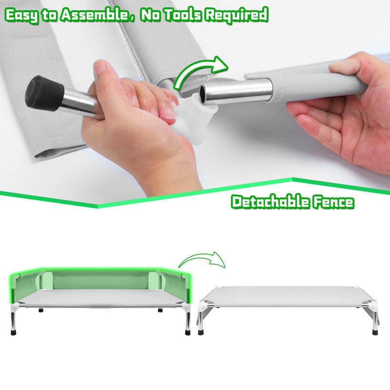 Makerfire Elevated Dog Bed, Raised Dog Sofa Bed for Medium Dogs, Detachable Cooling Indoor/Outdoor Pet Cot with Non-Slip Feet, Polyester Cotton (33''L x 20.5''W x 11.6''H) - Image 4