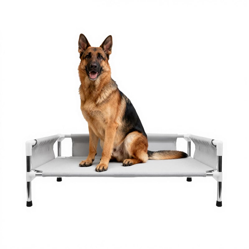 Makerfire Elevated Dog Bed, Raised Dog Sofa Bed for Medium Dogs, Detachable Cooling Indoor/Outdoor Pet Cot with Non-Slip Feet, Polyester Cotton (33''L x 20.5''W x 11.6''H) - Image 1