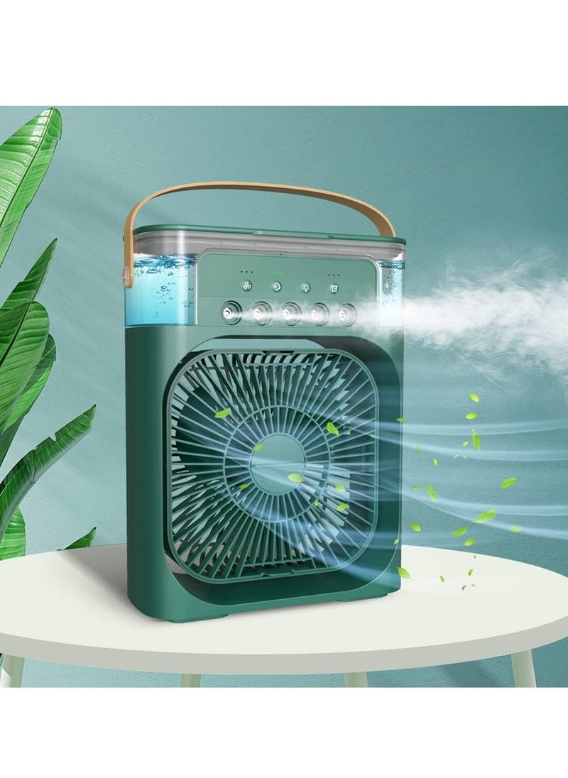 Generic Portable Air Conditioner Fan Mini Evaporative Air Cooler with 7 Colors LED Light 1/2/3 H Timer 3 Wind Speeds and 3 Spray Modes for Office Home Dorm Travel(Green)  - Image 1