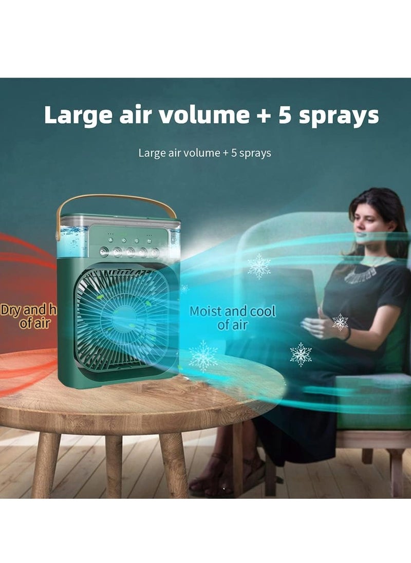 Generic Portable Air Conditioner Fan Mini Evaporative Air Cooler with 7 Colors LED Light 1/2/3 H Timer 3 Wind Speeds and 3 Spray Modes for Office Home Dorm Travel(Green)  - Image 3