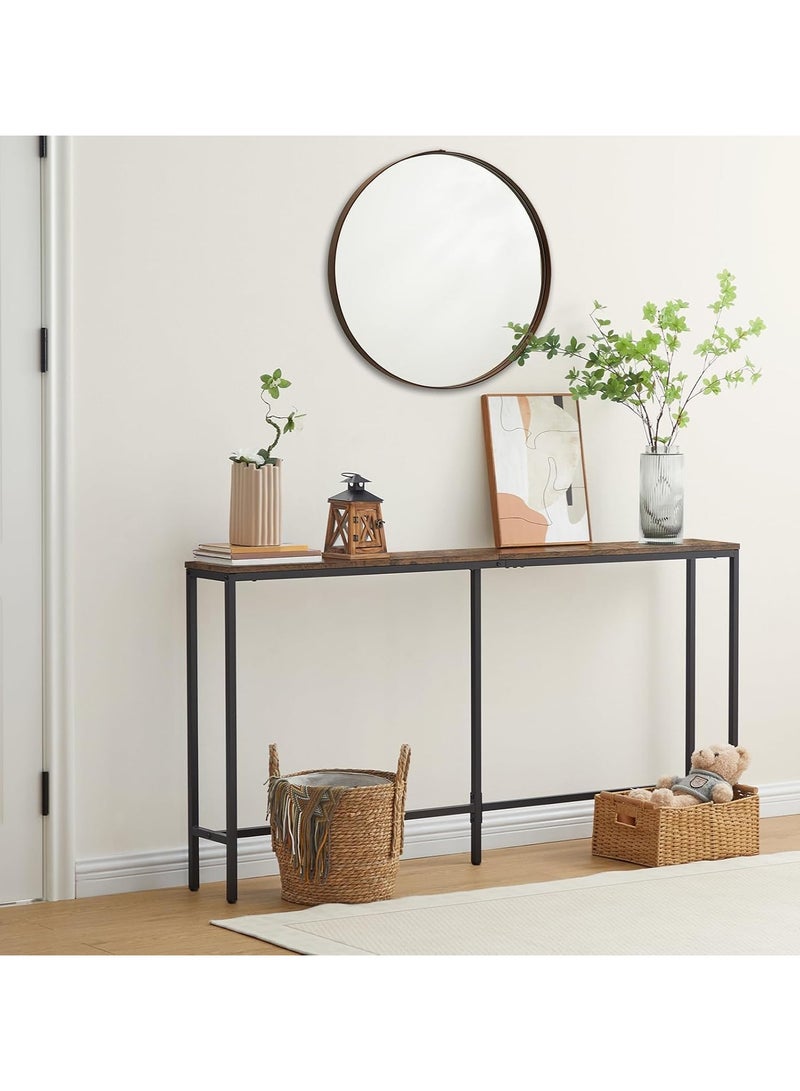 Chulovs 200cm Skinny Console Table, Narrow Sofa Table, Long Behind Couch Table, Slim Entryway Table for Hallway, Living Room, Rustic Brown, Industrial Side Table, Easy to Assemble  - Image 2