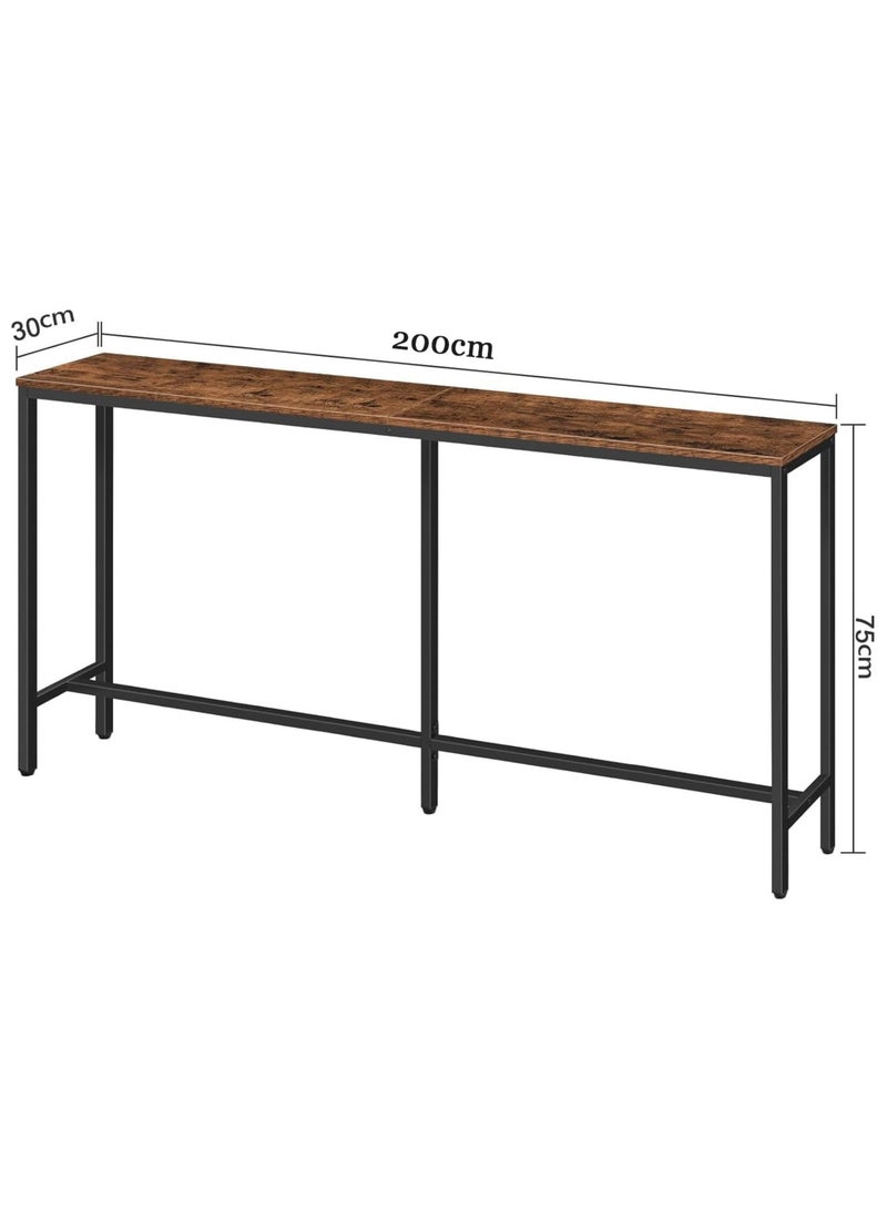Chulovs 200cm Skinny Console Table, Narrow Sofa Table, Long Behind Couch Table, Slim Entryway Table for Hallway, Living Room, Rustic Brown, Industrial Side Table, Easy to Assemble  - Image 3