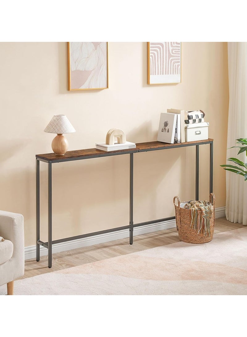 Chulovs 200cm Skinny Console Table, Narrow Sofa Table, Long Behind Couch Table, Slim Entryway Table for Hallway, Living Room, Rustic Brown, Industrial Side Table, Easy to Assemble  - Image 5