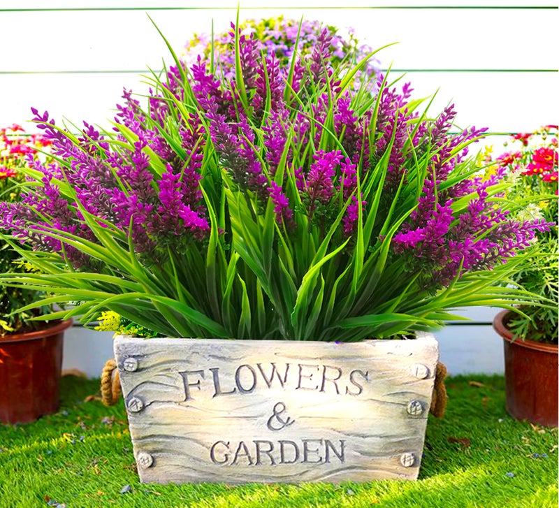 TSTWETO Artificial Plants Outdoor, 20 Pcs Fake Flowers UV Resistant Outdoor Fake Plants, Lavender Artificial Flowers Plastic Fake Faux Flowers Shrubs for Home Porch Garden Yard Window Box - Image 5