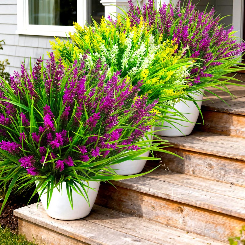 TSTWETO Artificial Plants Outdoor, 20 Pcs Fake Flowers UV Resistant Outdoor Fake Plants, Lavender Artificial Flowers Plastic Fake Faux Flowers Shrubs for Home Porch Garden Yard Window Box - Image 4