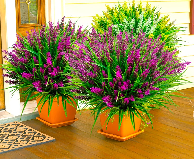 TSTWETO Artificial Plants Outdoor, 20 Pcs Fake Flowers UV Resistant Outdoor Fake Plants, Lavender Artificial Flowers Plastic Fake Faux Flowers Shrubs for Home Porch Garden Yard Window Box - Image 2