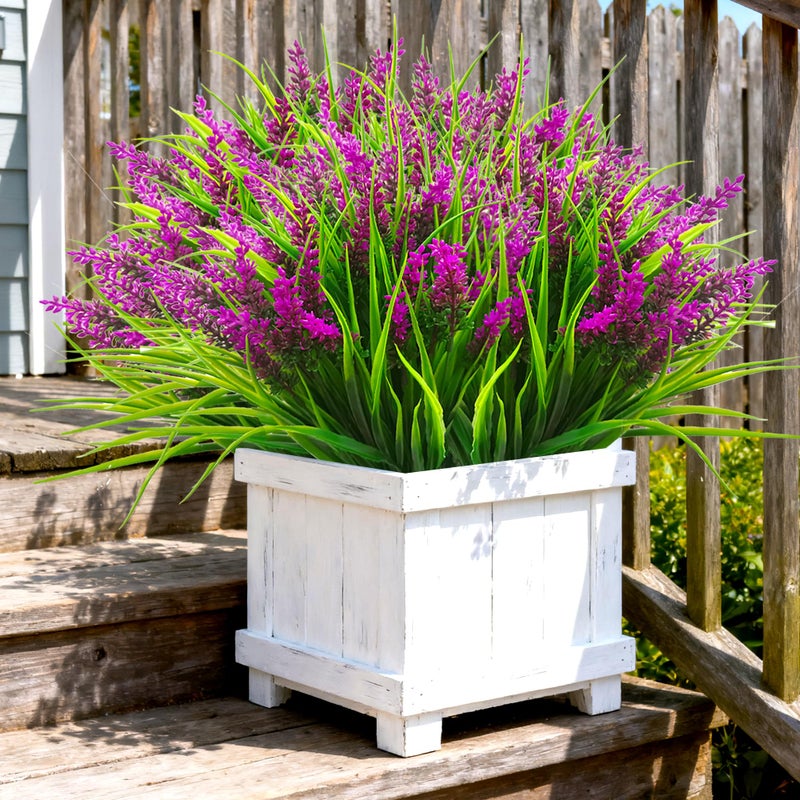 TSTWETO Artificial Plants Outdoor, 20 Pcs Fake Flowers UV Resistant Outdoor Fake Plants, Lavender Artificial Flowers Plastic Fake Faux Flowers Shrubs for Home Porch Garden Yard Window Box - Image 3