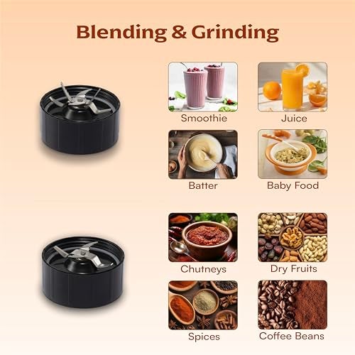 Cookwell Bullet Mixer Grinder (3 Jar, 2 Blade, Black) - Copper, 600 Watts - 2 Year Warranty - Image 4