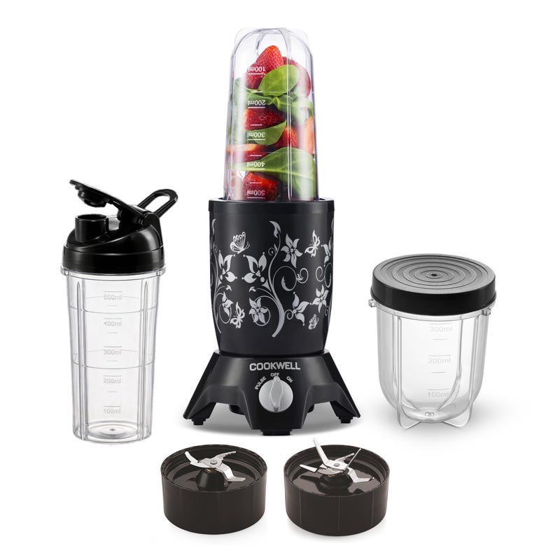 Cookwell Bullet Mixer Grinder (3 Jar, 2 Blade, Black) - Copper, 600 Watts - 2 Year Warranty - Image 3