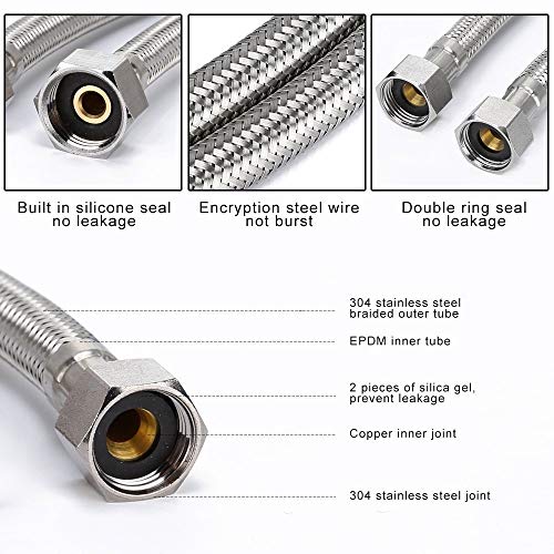 DRIZZLE Heavy Duty Connection Pipe Stainless Steel For Hot & Cold Water Supply - Pack of 2 (18 INCH) - Image 2