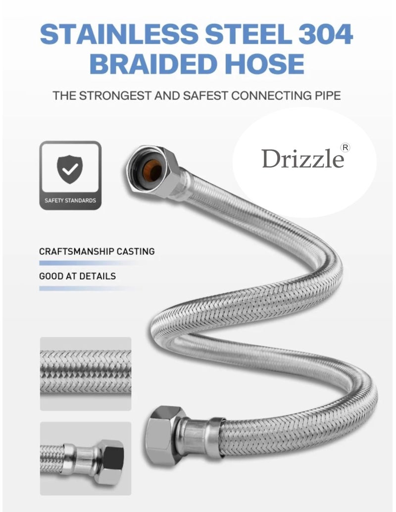 DRIZZLE Heavy Duty Connection Pipe Stainless Steel For Hot & Cold Water Supply - Pack of 2 (18 INCH) - Image 4