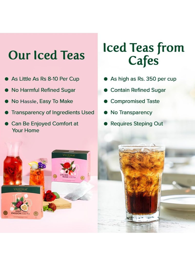 فادام شاي الليتشي بالورد المثلج 15 كيس شاي مثلج بالورد والليتشي النقي والورد الخالي من السكر القابل للتحلل الحيوي مثالي للموكتيلات والكوكتيلات - Image 4