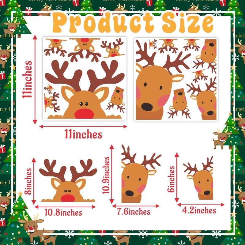 إيزما شارات النافذة النافذة مزدوجة الجوانب عيد الميلاد ملصقات ملصقات عيد الميلاد رودولف شارات النافذة الزجاجية - Image 5