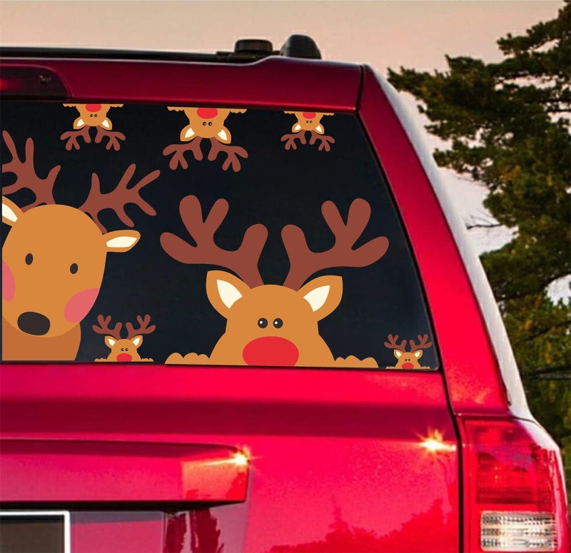 إيزما شارات النافذة النافذة مزدوجة الجوانب عيد الميلاد ملصقات ملصقات عيد الميلاد رودولف شارات النافذة الزجاجية - Image 4