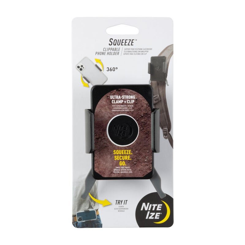 Nite Ize Squeeze Clippable Phone Holder - Cell Phone Accessories with Universal Design - Compatible with iPhones & Samsung Phones - Easy-to-Squeeze Clippable Phone Holder with 360 Rotating Clip - Image 1