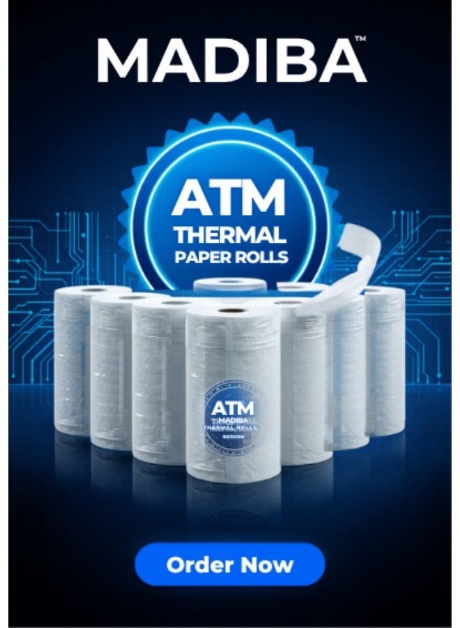MADIBA ATM ROLL THERMAL PAPER - 10 ROLLS PER SHRINK - Image 1