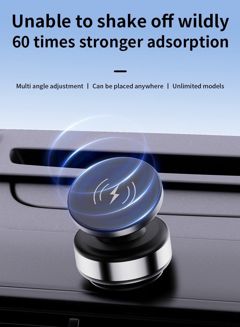 DC-ITECH Car Phone Holder with Magnetic Wireless Vacuum Charger, Compatible with Various iPhone Series, 360°Rotation, Strong Magnets, Air Vent & Dashboard Suction Cup, Applicable to Car Kitchen Mirro Gym Bath Shower All Smooth Surface - Image 2
