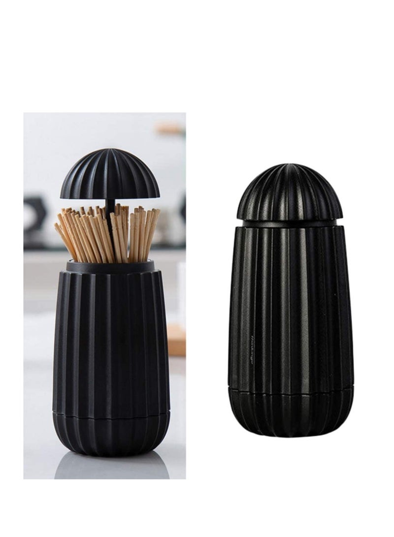 Cactus Shaped Retractable Toothpick Holder, Automatic Toothpick Dispenser & Storage Organizer for Kitchen Decor (Black) - Image 4
