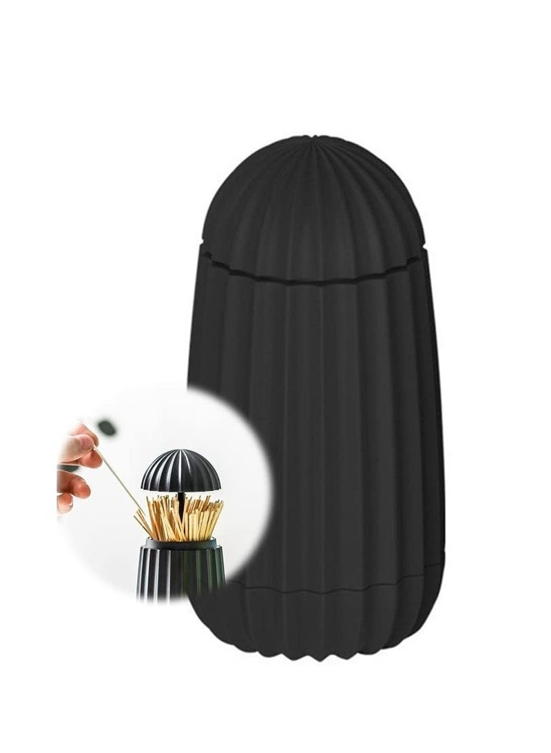 Cactus Shaped Retractable Toothpick Holder, Automatic Toothpick Dispenser & Storage Organizer for Kitchen Decor (Black) - Image 3