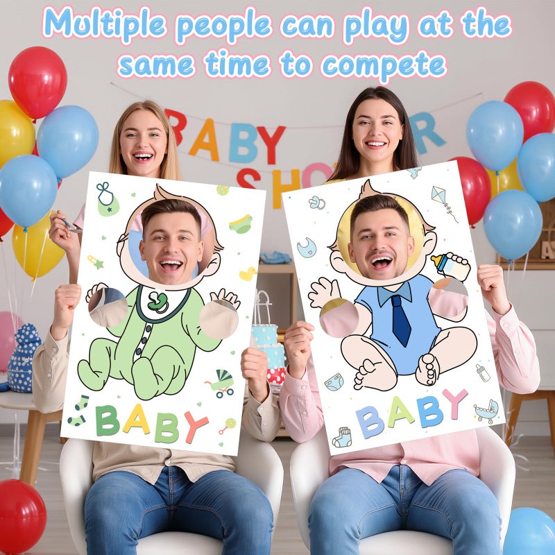 OBUSATT 6 Set Blindfolded Baby Shower Games Kit Feed Me Baby Shower Games Fun Gender Reveal Game Funny Bridal Party Activities Includes 6 Game Boards 6 Blindfolds for Gender Reveal Party Favor Supplies - Image 4