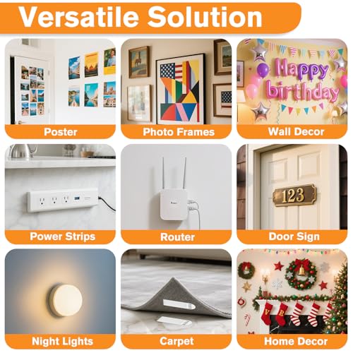 SummerBrite Picture Hanging Strips 40 Strips, Damage Free Removal, Wall Poster Picture Hangers Without Nails, Sticky Hook & Loop Adhesive Strips for Poster/Picture/Home/Office, 20 Pairs/Medium, White - Image 3