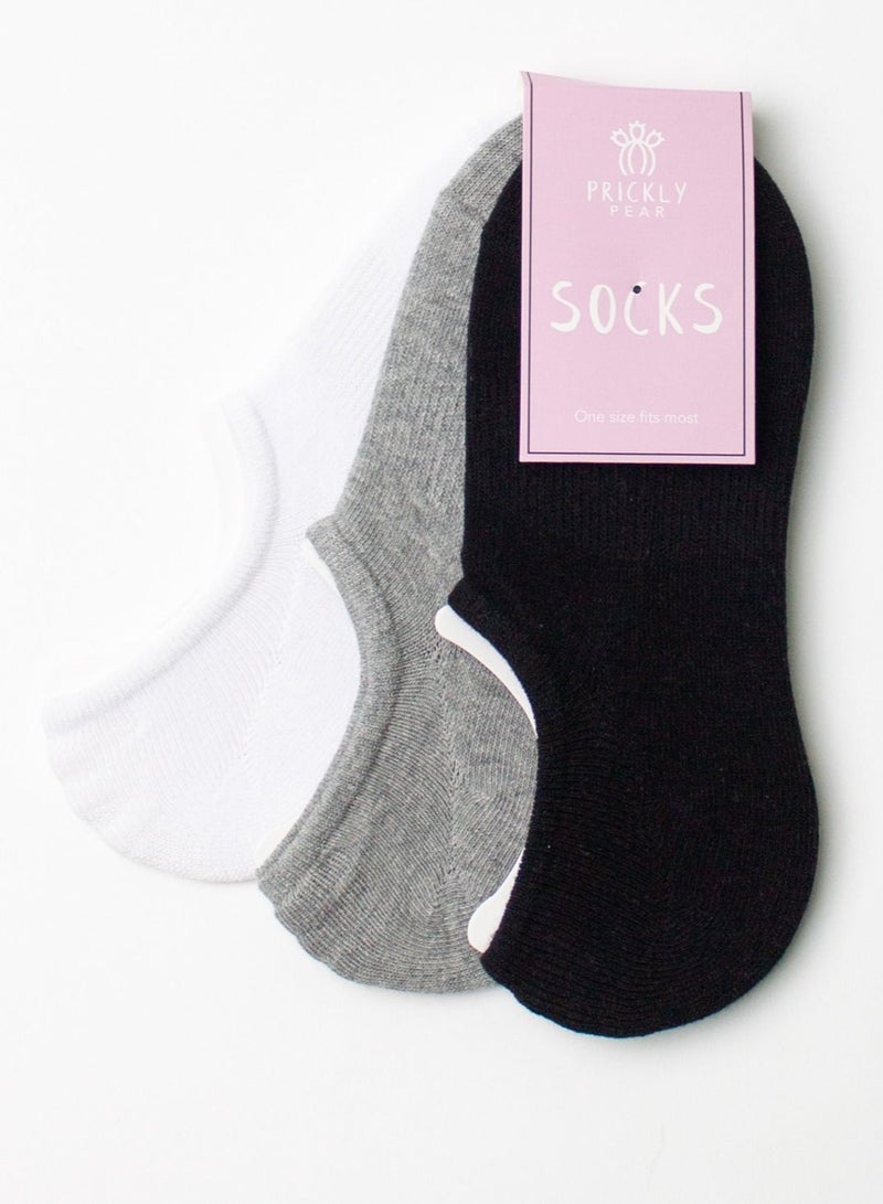 Prickly Pear Pack Of 3 Non Slip Cotton Blend Mixed Ankle Socks - Image 1