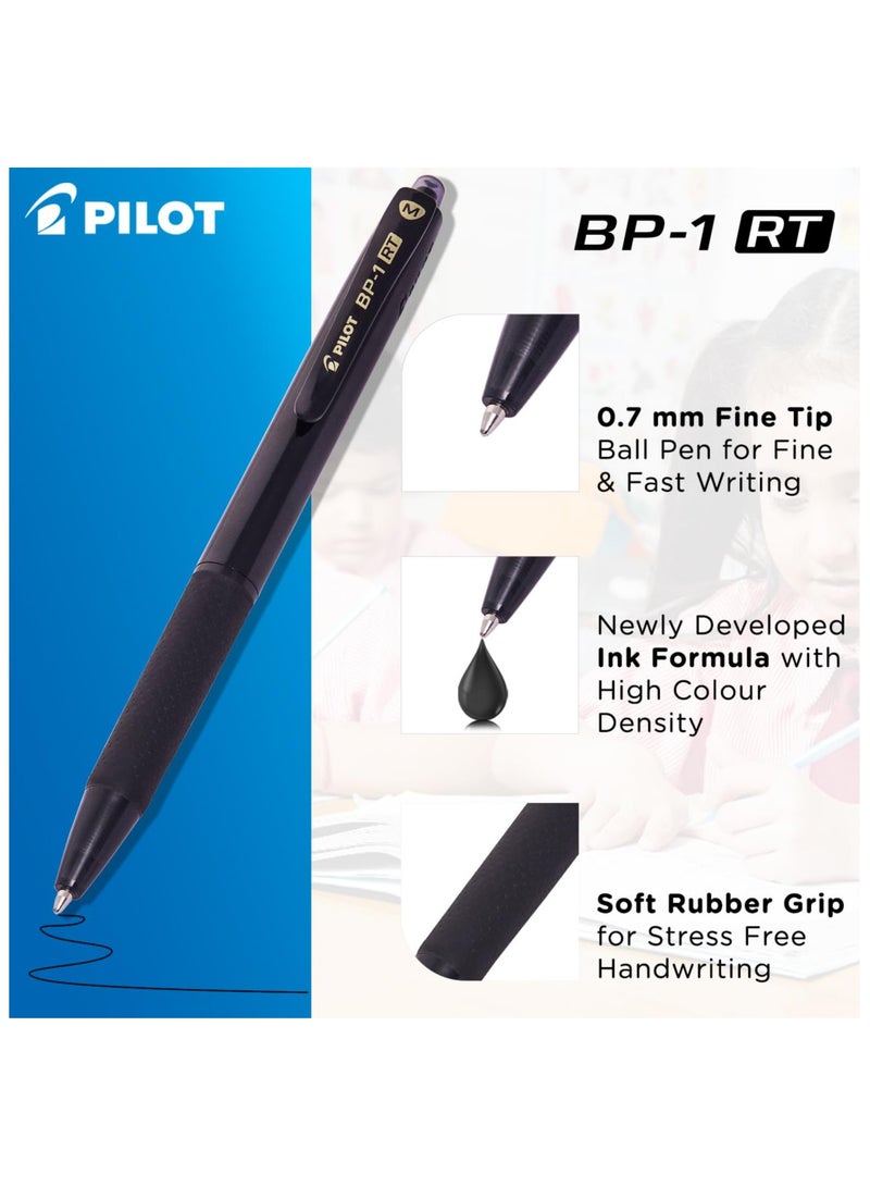 بايلوت قلم حبر جاف بايلوت BP-1 RT برأس متوسط 1.0 مم مع قبضة مطاطية ناعمة / حبر أسود، عبوة من قلم واحد - Image 3