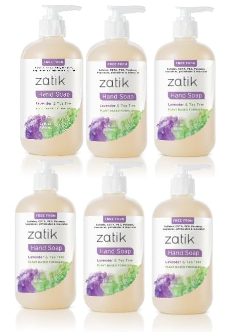 Zatik Naturals  Liquid Hand Soap with Lavender  Tea Tree Moisturizing Handwash  12 fl oz Pack of 6