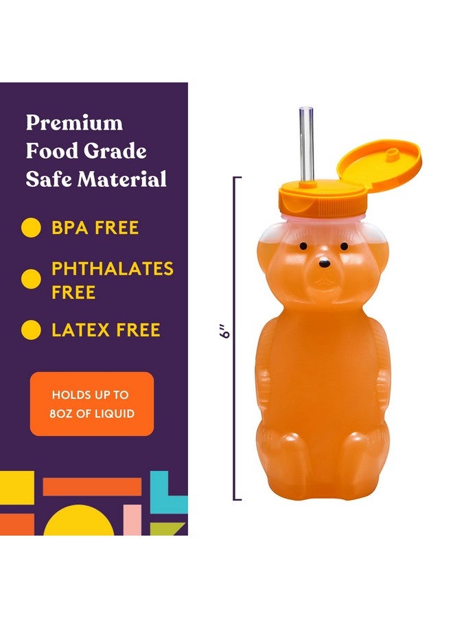 Special Supplies Special Supplies Honey Bear Straw Cup Long Straws, Squeezable Therapy and Special Needs Assistive Drink Container, Spill Proof and Leak Resistant Lid (Pack of 1 Bottle and 3 Straws)  - Image 3