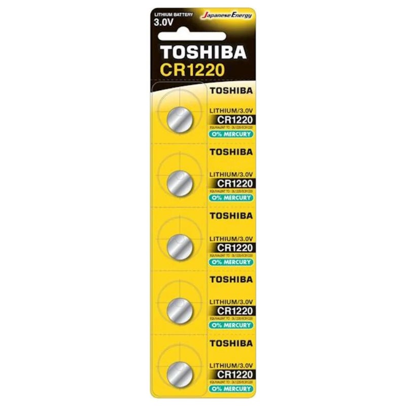 بطاريات توشيبا CR1220 3.0V ليثيوم عملة خلوية مع صفر زئبق - 5 قطع
