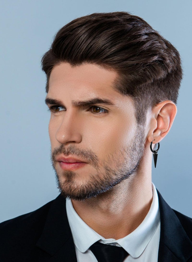 Barakah أقراط للرجال من الفولاذ المقاوم للصدأ الأسود، أقراط للرجال، أقراط دراسات، أقراط غير مثقوبة، مجموعة أقراط كروس للرجال والنساء مع صندوق هدايا (20 قطعة) - Image 2