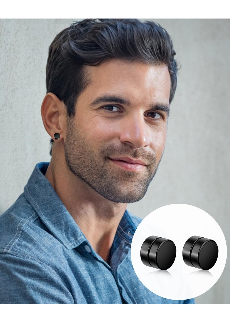 Barakah أقراط للرجال من الفولاذ المقاوم للصدأ الأسود، أقراط للرجال، أقراط دراسات، أقراط غير مثقوبة، مجموعة أقراط كروس للرجال والنساء مع صندوق هدايا (20 قطعة) - Image 3