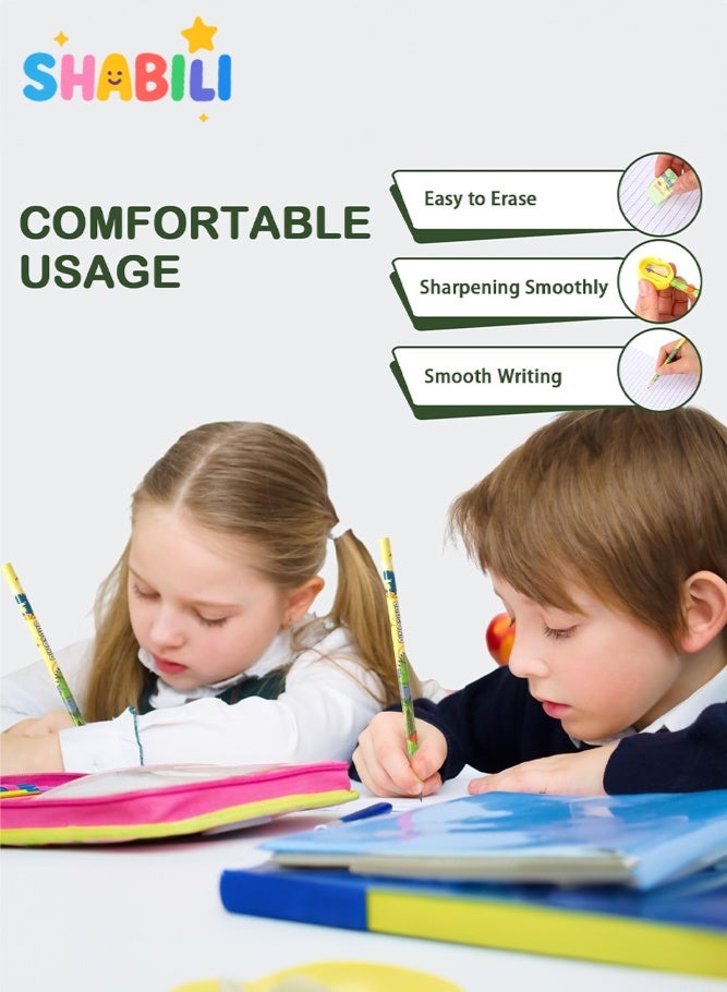 شبيلي مجموعة قرطاسية ديناصور (12 علبة) للأطفال، مستلزمات العودة إلى المدرسة مع أقلام رصاص وممحاة ومسطرة ومبراة، علبة هدايا للطلاب، مثالية لجوائز الصف وتوزيعات الحفلات للأولاد والبنات - Image 2