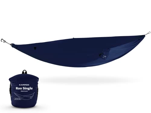 KAMMOK Roo Single Hammock Made from Strong 100 Recycled Water Resistant Ripstop Fabric Comfortable Packable Lightweight Lifetime Adventure Grade Warranty Midnight Blue - Image 3