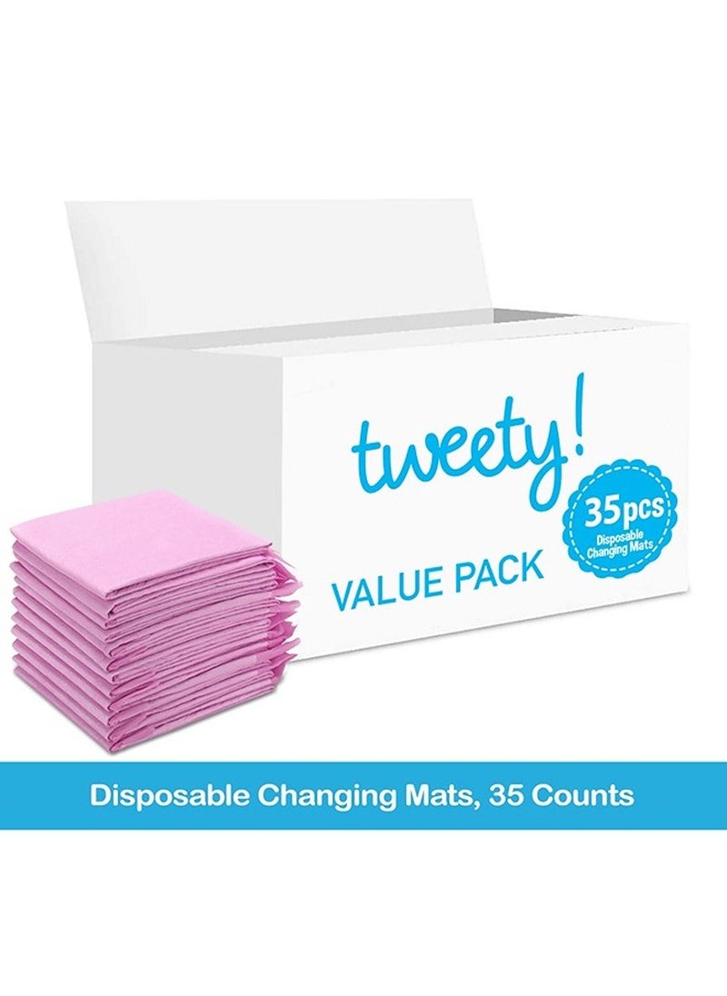 Tweety Disposable Changing Mats, 35 Counts, Soft Waterproof Mat, Portable Leak Proof Changing Mat, New Mom Leak-Proof Under pad, Mattress Table Protector Pad  - Image 2