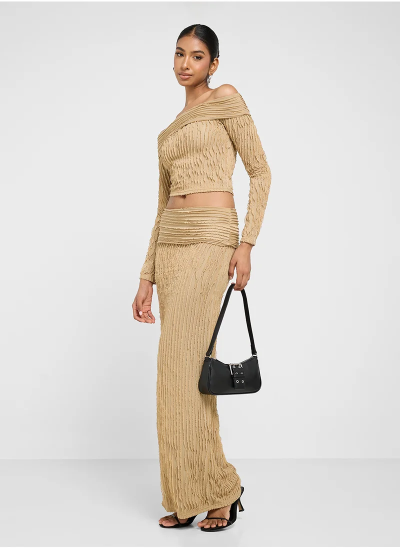 Ginger Off Shoulder Gather Detail Top & Skirt Coord Set