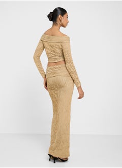 Ginger Off Shoulder Gather Detail Top & Skirt Coord Set  - Image 2