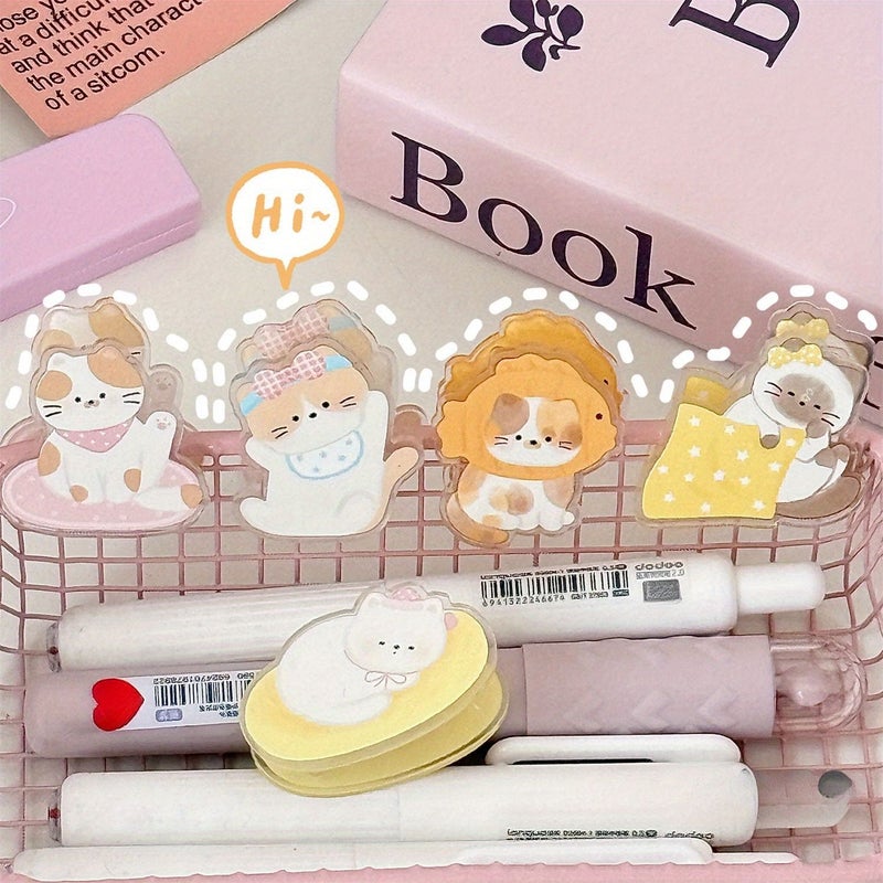 6 قطع مشابك أكريليك لطيفة بألوان متنوعة على شكل قطط صغيرة، منظم أوراق للمكتب والمدرسة والمنزل، ديكور أدوات مكتبية - Image 4