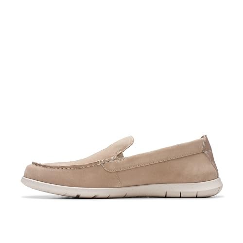Clarks Men's Flexway Step Moccasin, Sand Suede, 11.5 Wide - Image 3