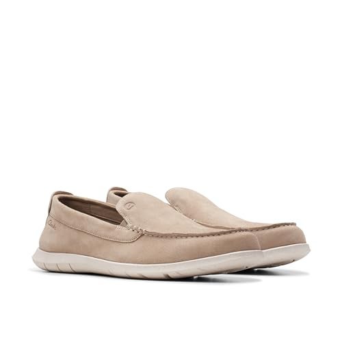Clarks Men's Flexway Step Moccasin, Sand Suede, 11.5 Wide - Image 5
