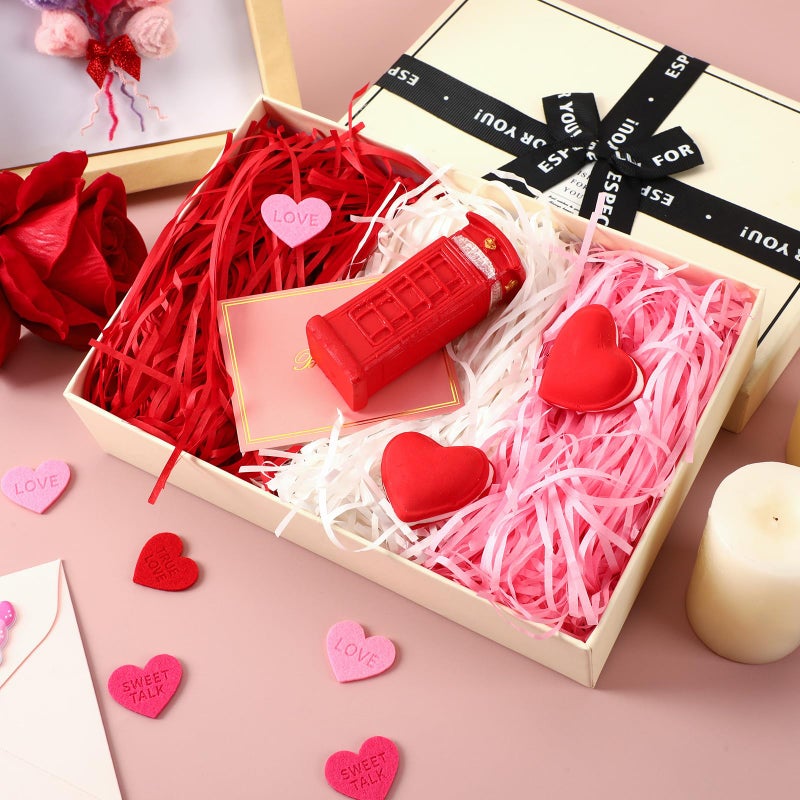 MARFOREVER Valentine's Day Shredded Paper Filler 200g/7oz Pink Red White Valentines Raffia Paper Grass Crinkle Cut Tissue Paper for Gift Wrapping Basket Box Filling Birthdays Wedding Party Supplies - Image 3