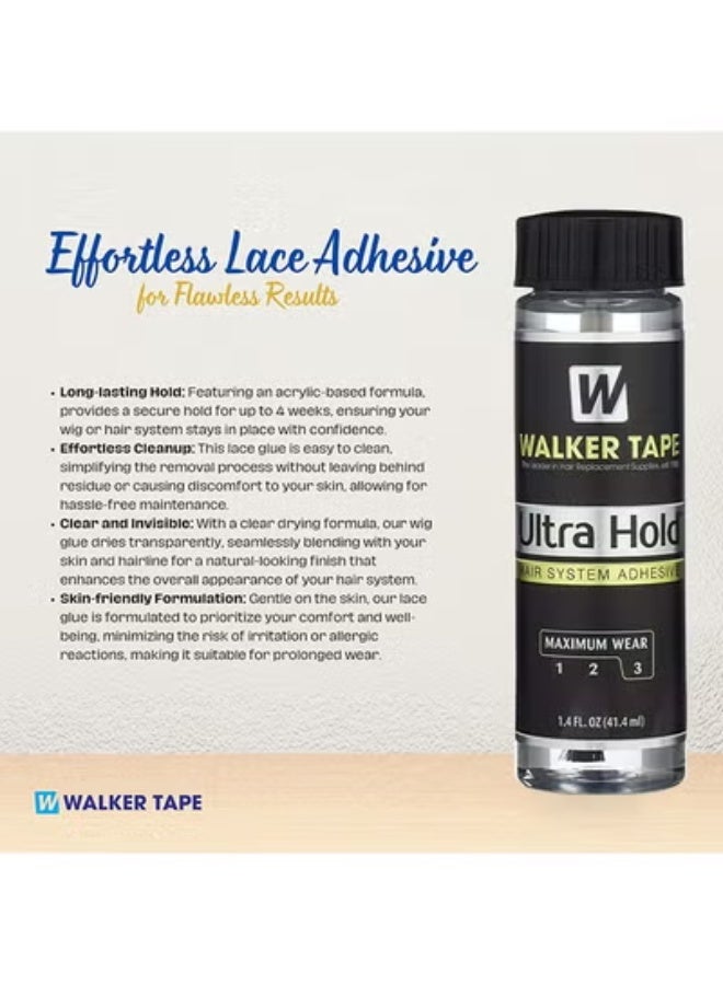 Walker Tape Ultra Hold Hair System Adhesive 1.4oz With Brush Applicator, Waterproof Hair Glue For Wigs, Lace Glue Hair Bonding Glue For Hair Extensions, Long Lasting Hold Up Adhesive Wig Essentials - Image 3
