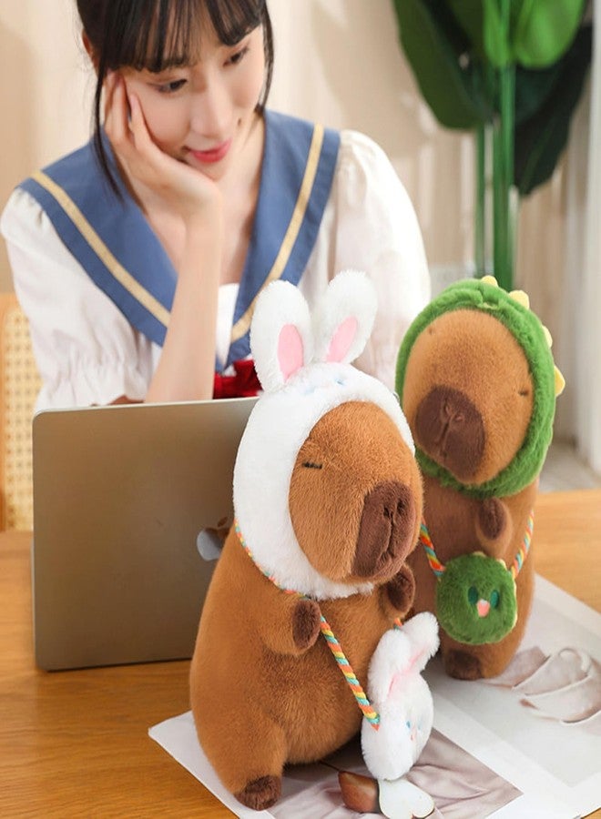 Ditucu Capybara Plush with Dinosaur Hat & Mini Bag 9.8 inch Cute Dino Capibara Stuffed Animal Soft Plushies Toys Gifts for Kids Adults Brown - Image 4