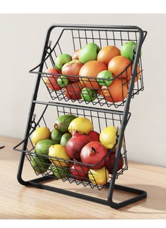 2 Tier Metal Fruit Basket Kitchen Countertop Storage Vegetable Basket Stand, Kitchen Double Storage Rack, Fruit and Vegetable Storage Rack, Snack Rack - pzsku/ZFC690F4246064642CB30Z/45/_/1710865481/eb951b9c-b913-4bd1-b4d8-22908498a7ee