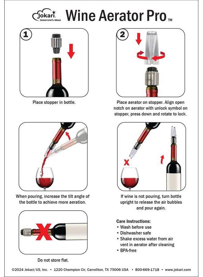 Jokari Premium 2 in 1 Wine Stopper and Detachable Aerator for Drip-Free Pouring and Enhanced Flavor. Water Tight Leakproof Design for Freshness. Perfect Wine Accessory Gift (1) - Image 5