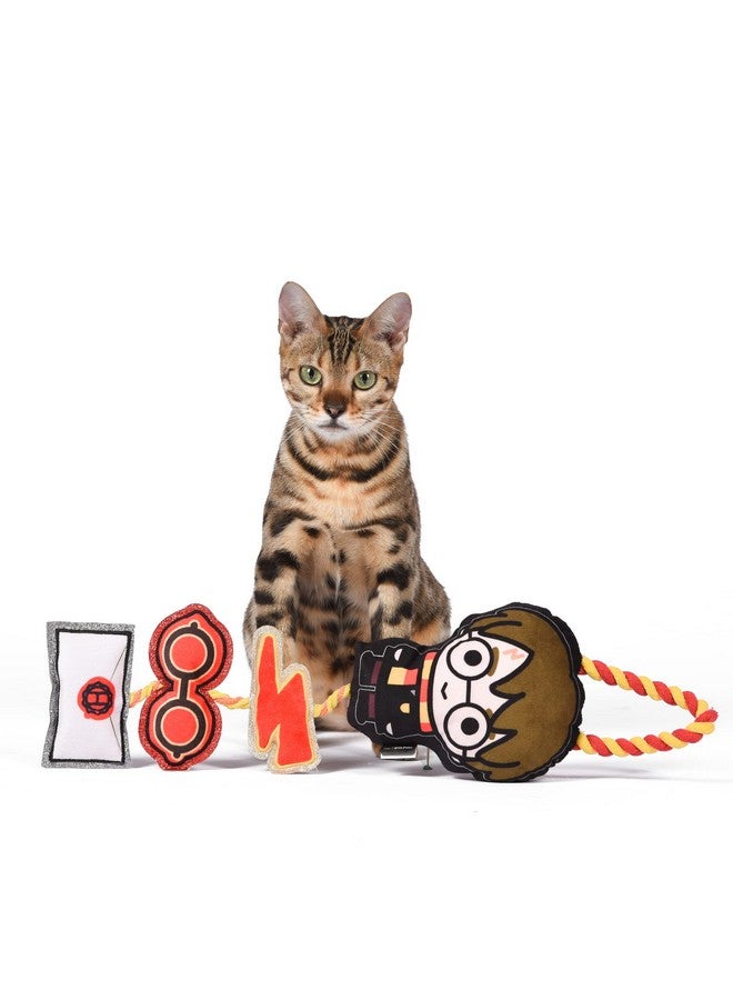 هاري بوتر لعبة قطط هاري بوتر، تُعلّق على الباب مع عشبة النعناع البري | لعبة قطط تُعلّق على الباب مع لعبة هاري بوتر، صاعقة، نظارات، ودعوة هوجورتس المحشوة مع مكونات عشبة النعناع البري على حبل - Image 3