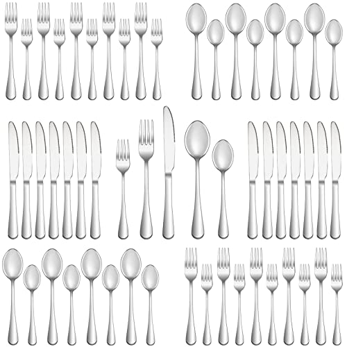 MUTNITT 40 Piece Silverware Set Service for 8,Premium Stainless Steel Flatware Set,Mirror Polished Cutlery Utensil Set,Durable Home Kitchen Eating Tableware Set,Include Fork Knife Spoon Set,Dishwasher Safe - Image 1